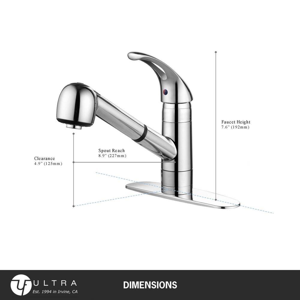 Chrome Single Handle Pull-Out Kitchen Faucet with Spray