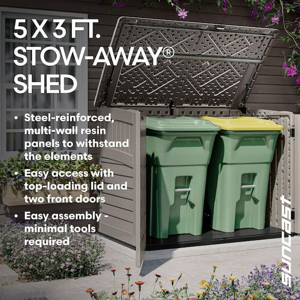Suncast Stow-Away 3 ft. 8 in. x 5 ft. 11 in. Plastic Horizontal
