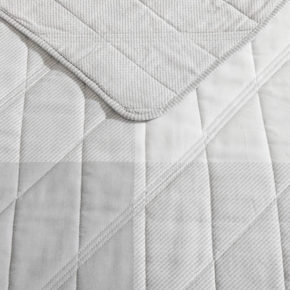 Gray Twin Cotton Reversible Quilt Set with Sham