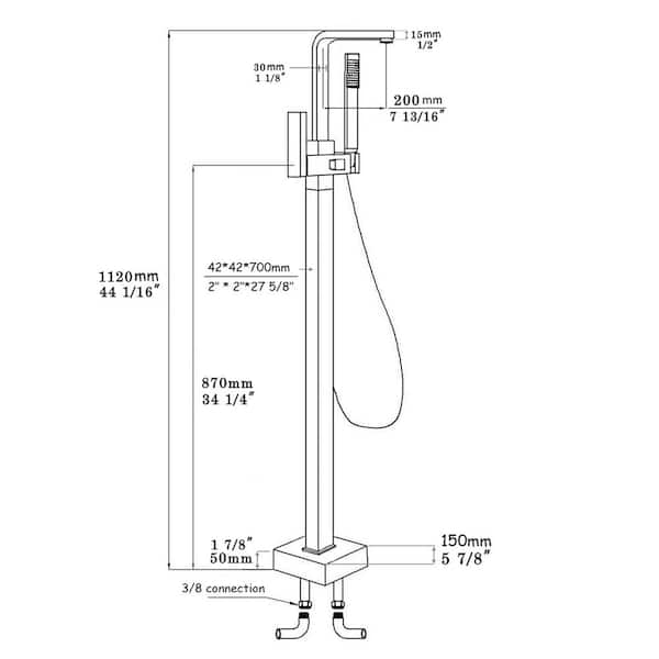 Single-Handle Freestanding Tub Faucet with Handheld Shower Head in Chrome