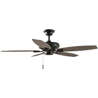 North Pond 52 in. Indoor/Outdoor Matte Black Ceiling Fan with Downrod and Reversible Motor; Light Kit Adaptable