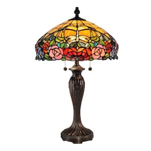 27 in. Fieldstone Table Lamp with Hand Rolled Art Glass