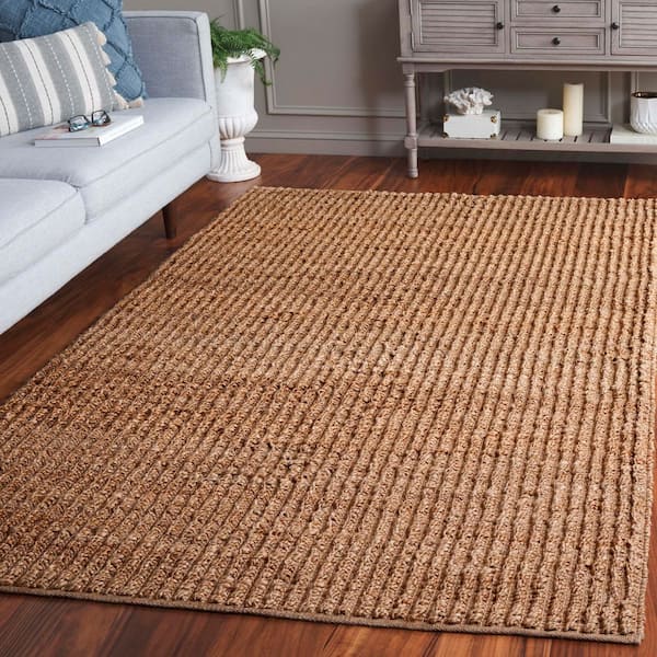 Natural Fiber 6 ft. x 9 ft. Natural Solid Woven Modern Area Rug