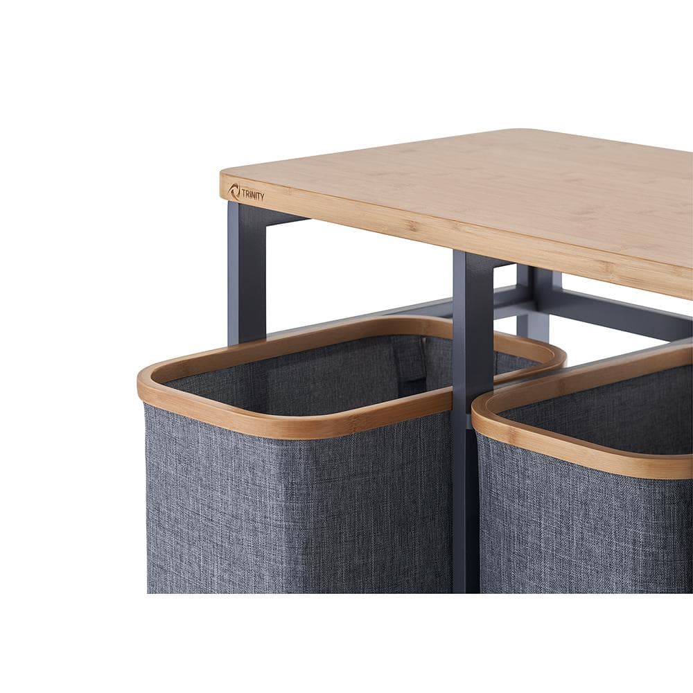 Dark Gray Bamboo Frame Collapsible Laundry Sorter