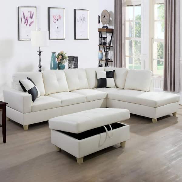 J&E Home 103.5 in. W Square Arm Velvet L Shaped 3 Seats Sectional Sofa in Purple