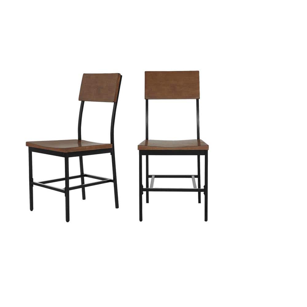 StyleWell Porter Black Metal Dining Chair with Haze Oak Finish Wood