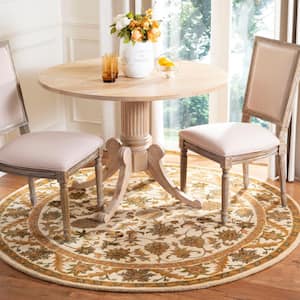 Antiquity Gold 5 ft. x 7 ft. Oval Floral Solid Border Area Rug