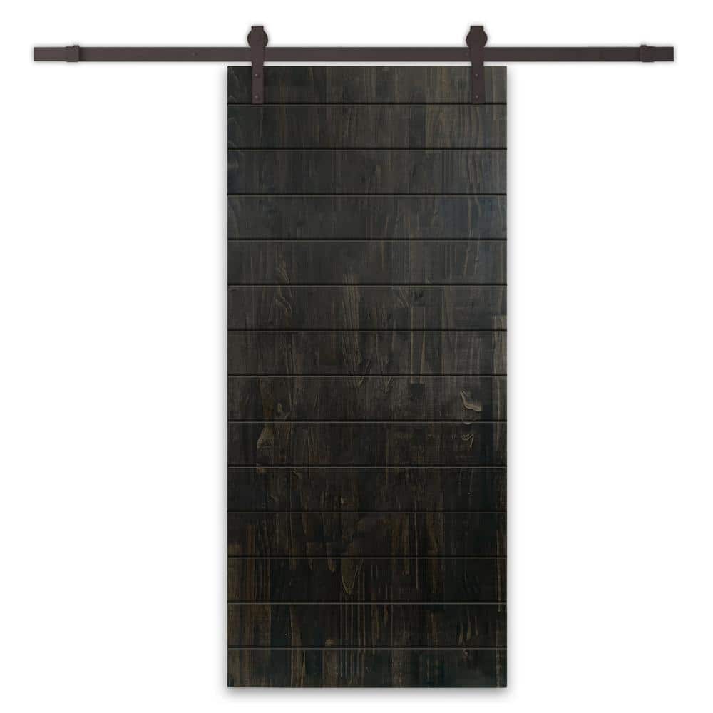 CALHOME 30 in. x 80 in. Charcoal Black Stained Pine Wood Modern ...