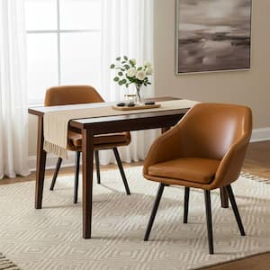 Glamour Home Amaya Walnut Finish with Charcoal Fabric Upholstery