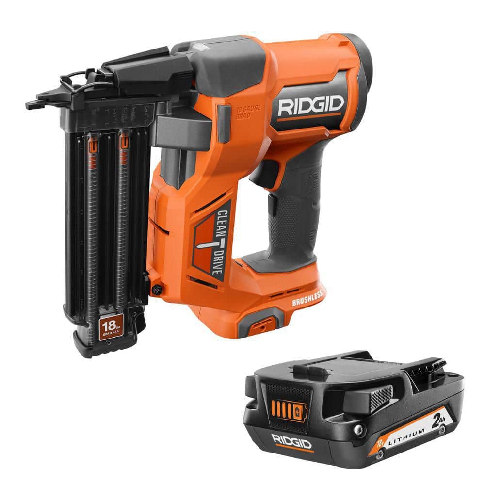 RIDGID 18V Brushless Cordless 18-Gauge 2-1/8 in. Brad Nailer with