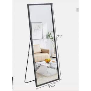 31.5 in. W x 71 in. H Rectangle Solid Wood Frame Black Mirror