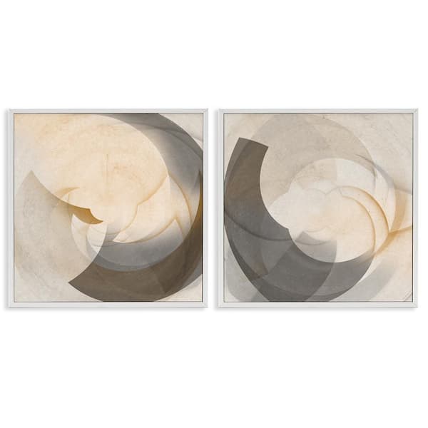 Stupell Industries Shadowed Swoop Abstracts by Noah Bay 2 Pieces White Framed Abstract Giclee Art Print 12 in. x 12 in.