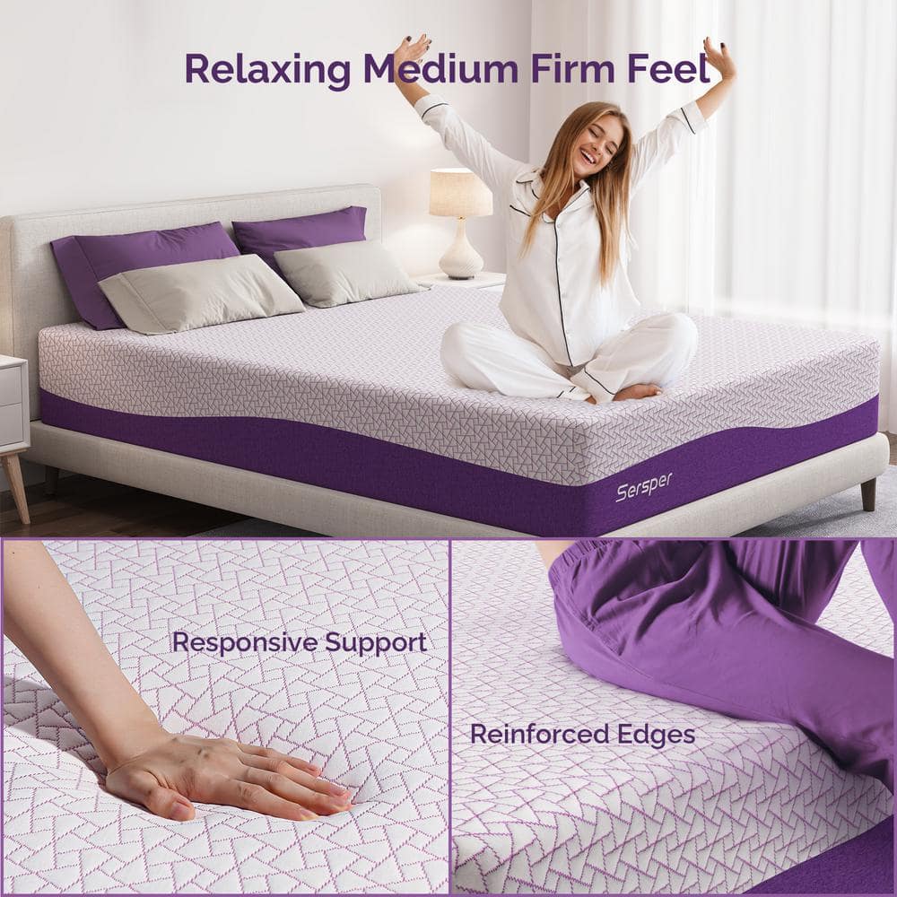 Twin Purple Bamboo Charcoal Gel Memory Foam Mattress