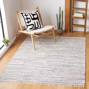 Rag Rug Ivory/Multi Doormat 3 ft. x 4 ft. Gradient Solid Striped Area Rug