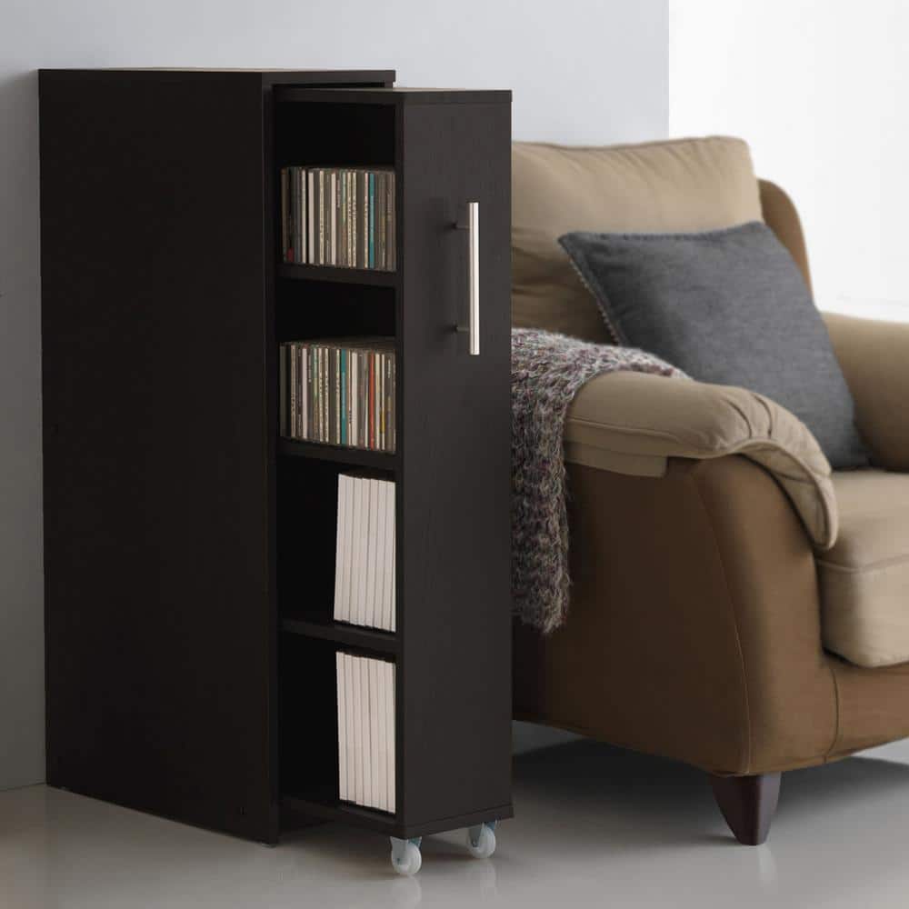 Lindo Dark Brown Engineered Wood Bookcase with Hidden Shelving