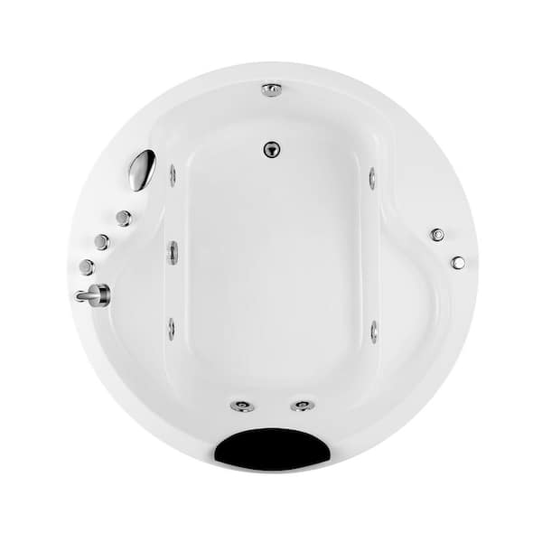 59 in. All-in-One Style Acrylic Right Drain Oval Alcove Whirlpool Bathtub in White with 6 Water Jets