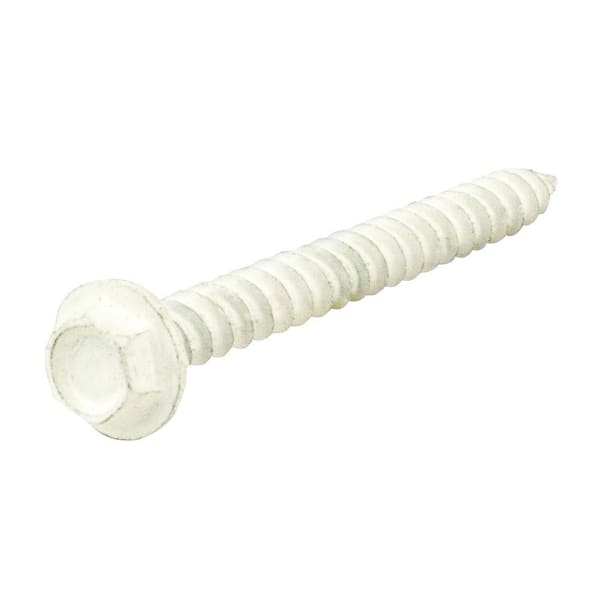 #10 x 2 in. White Hex-Head Sheet Metal Window Framework Screw (25-Piece per Pack)