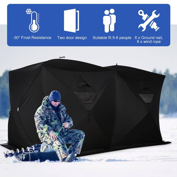  Outsunny 4 Person Ice Fishing Shelter, Pop-up Ice