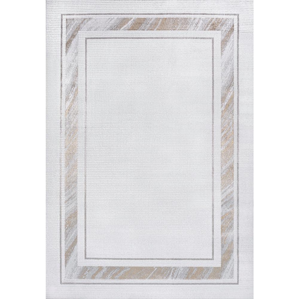 Athens Classic Border Marble Pattern High-Low Silver/Gold 8 ft. x 10 ft. Area Rug price history on PriceWatchPro