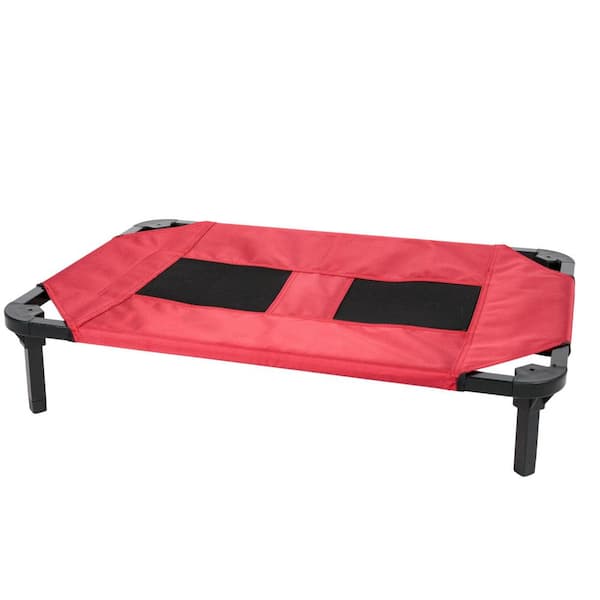 Lounge Series 28.9 in. L x 19.7 in. W x 7.5 in. H Small/Medium Red Polyester and Steel Dog Bed
