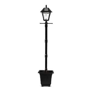 Baytown II Bulb 1-Light Black Outdoor Warm White Post Light and Lamp Pole with In-ground EZ-Anchor Base and Planter Base