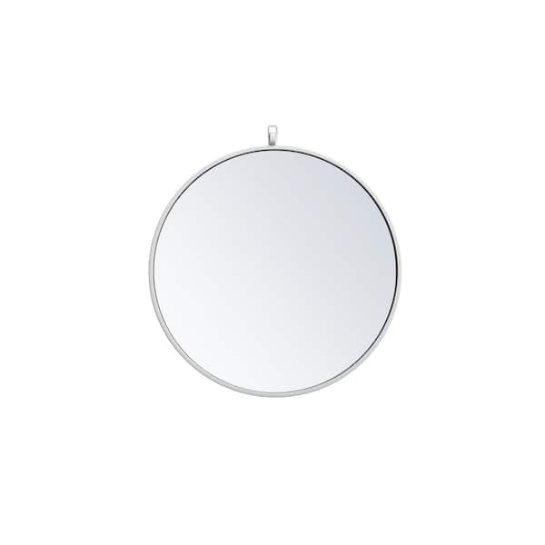 Unbranded Timeless Home 21 in. W x 21 in. H Midcentury Modern Metal Framed Round White Mirror