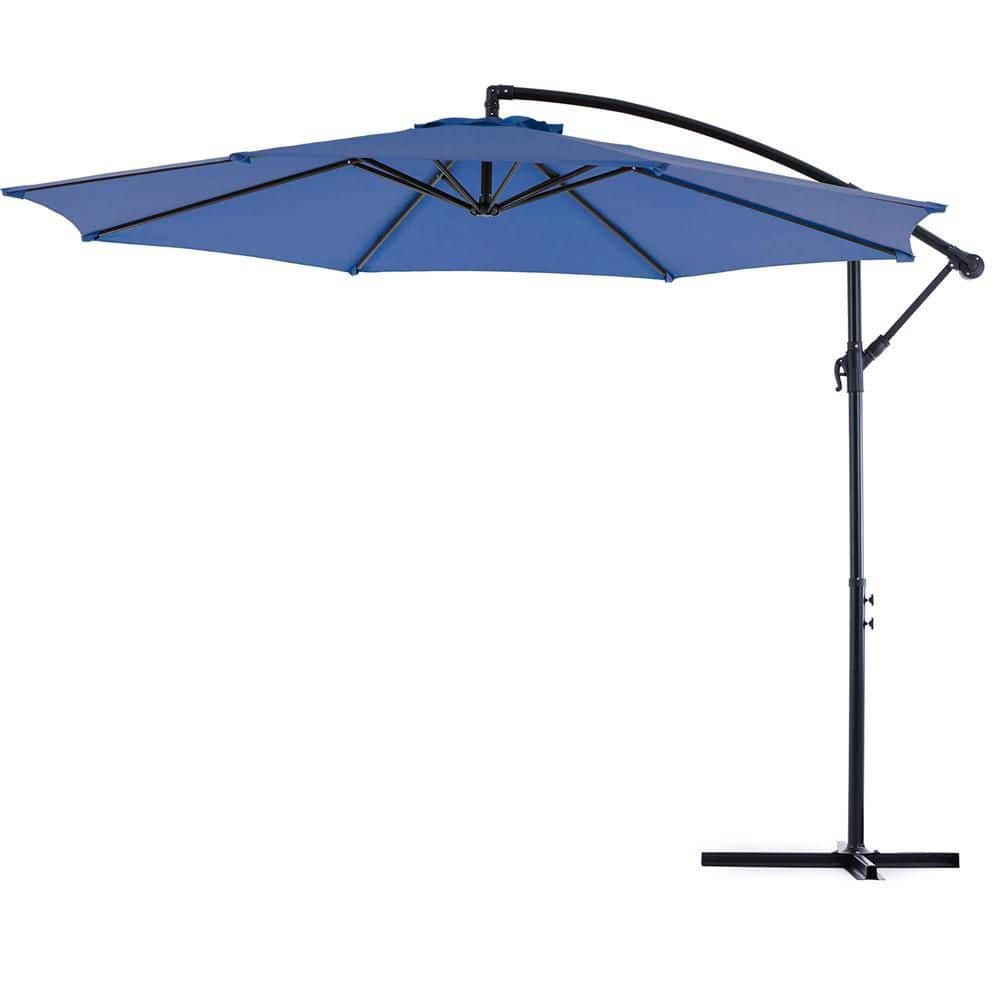 Cantilever Umbrella, 10 ft. Metal Cantilever Patio Umbrella in Blue