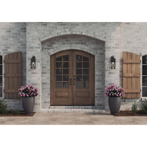 Birkdale 1-Light Textured Black Hardwired Outdoor Wall Lantern Light Sconce Dark Sky Farmhouse