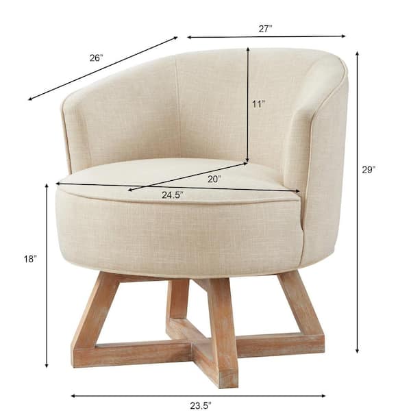 Noble House Horsan Beige Upholstered Linen 360° Swivel Arm Chair