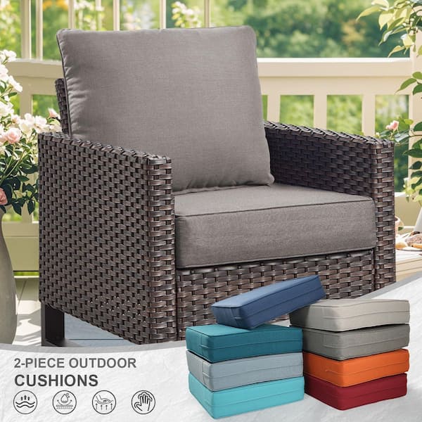 24 in. x 24 in. x 6 in. 6-Piece CushionGuard Outdoor Thicken Sofa Deep Seat Replacement Cushion Set in Gray