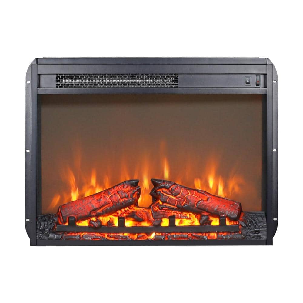 23 Inch Electric Fireplace Insert Heater, Log Set & Realistic Flame, Overheating Protection
