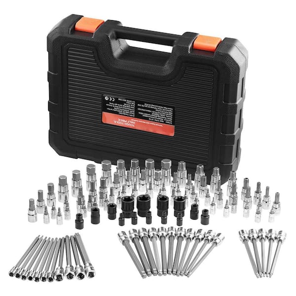 SKYSHALO Bit Socket Set, 107-Piece SAE and Metric, Hex/Torx/External Torx/Tamper-Proof/Extra Long, S2 Alloy Steel and Cr-V Steel