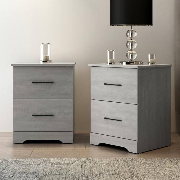 2-Drawer White Nightstands Side Table Bedside Table 18.9 in. H x 15.7