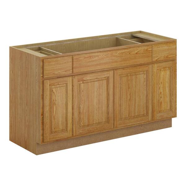 Hampton Bay Madison Assembled 60x34.5x24 in. Sink Base Cabinet in Warm Oak