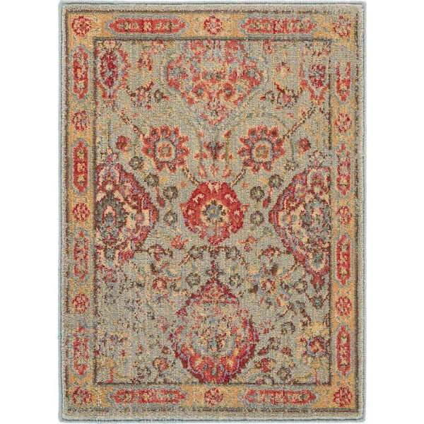 Nourison Somerset Light Green 2 ft. x 3 ft. Repeat Medallion Traditional Area Rug