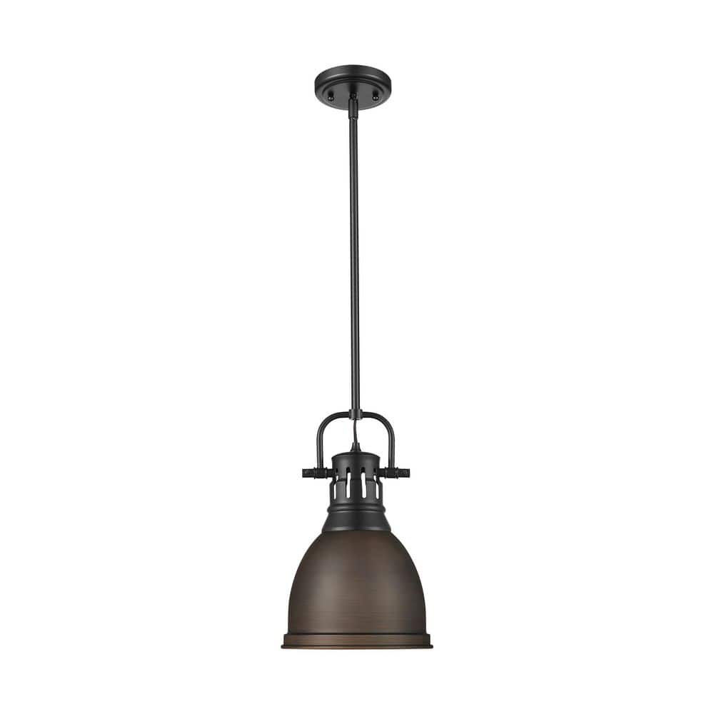 Duncan 14.25 in. 1 Light Matte Black Pendant Light with Rubbed Bronze Shade price history on PriceWatchPro