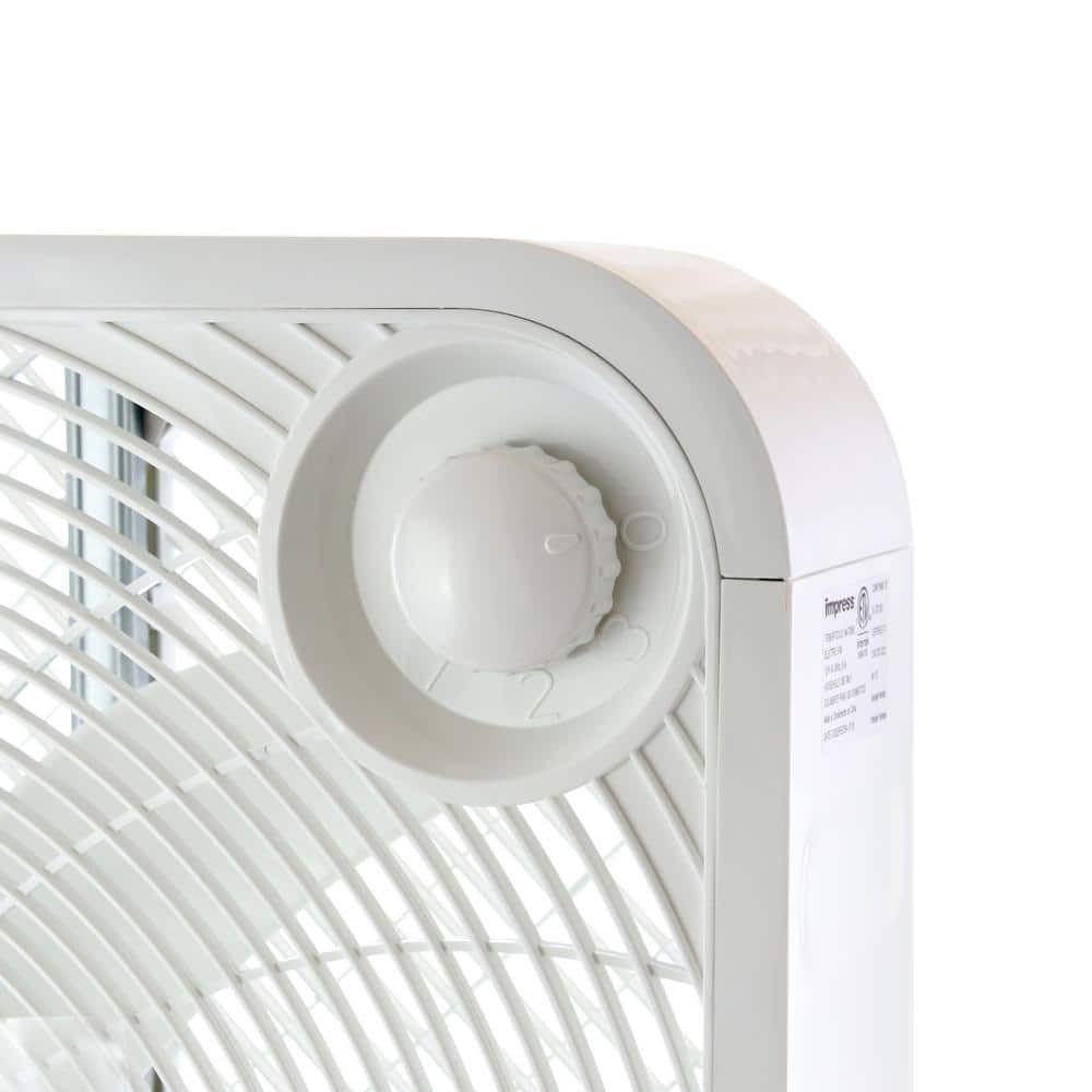 20-inch White Plastic 3-Speed Box Fan for Indoor/Outdoor Use