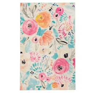 Watercolor Floral Multi 5 ft. x 8 ft. Floral Area Rug