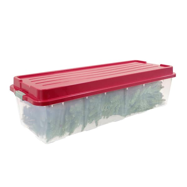 Organize-it 65 Gal. Holiday Tree Storage Bin in Clear Base and Red