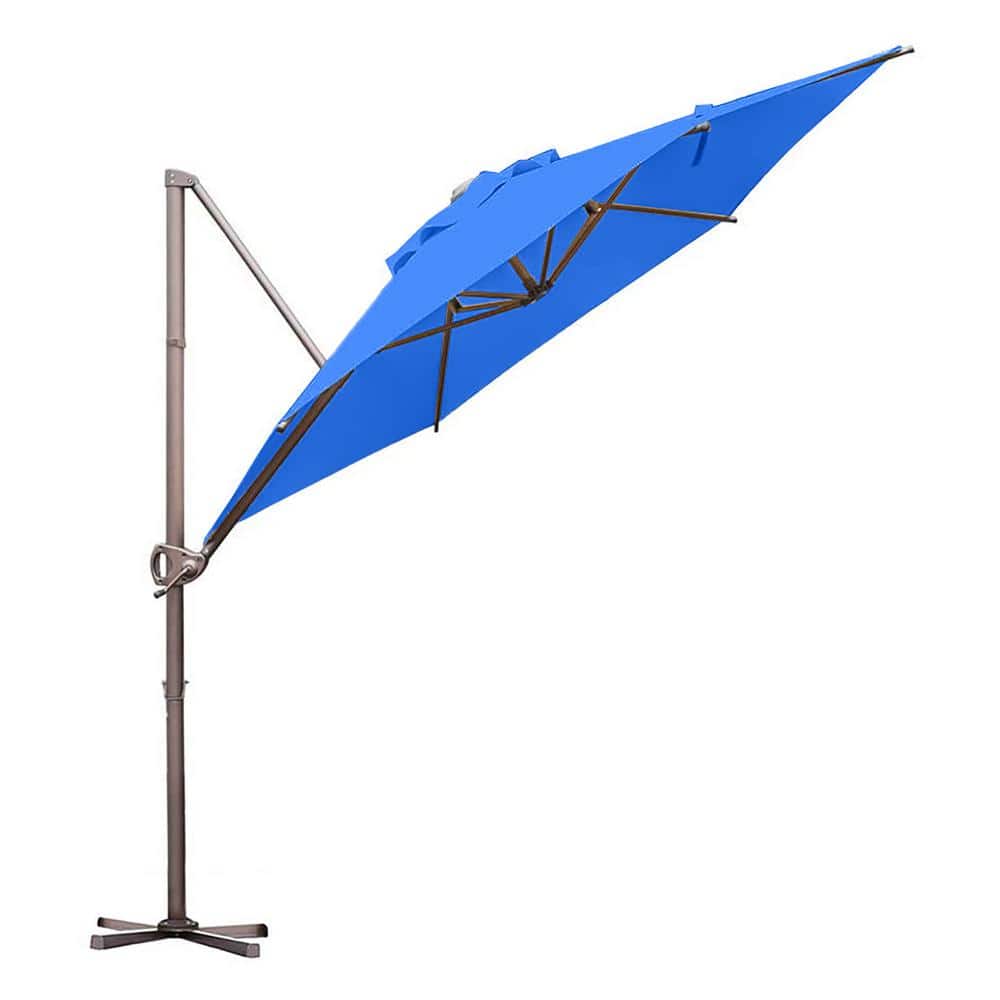 Abba Patio 9 ft. Aluminum Cantilever Patio Umbrella with Cross Base in Blue HDABBAMRC96LB