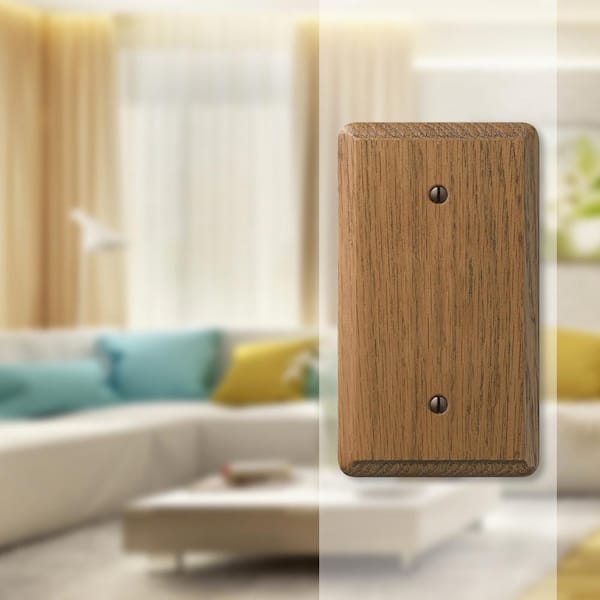 Contemporary 1 Gang Blank Wood Wall Plate - Medium Oak