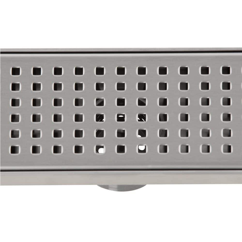 24" Stainless Steel Linear Shower Drain with Square Pattern Cover