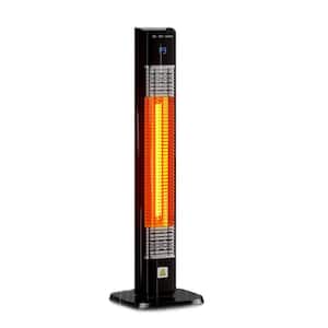 1500W BTU Electric Patio Heater Carbon Fiber Tube Black Finish 3 Heat Levels with Remote Timer and Safety