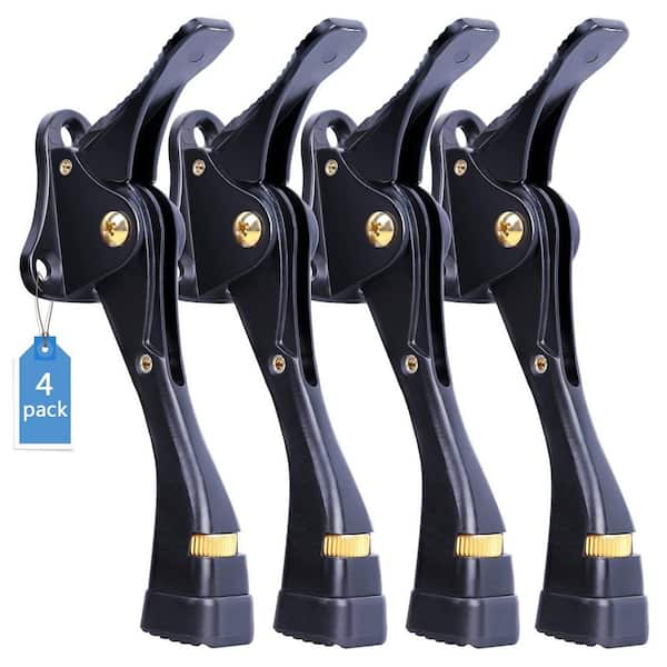 4-Pack Kickdown Door Stop with One Touch Adjustable Height and Rubber Tip, 4 in. Door Stopper, Black