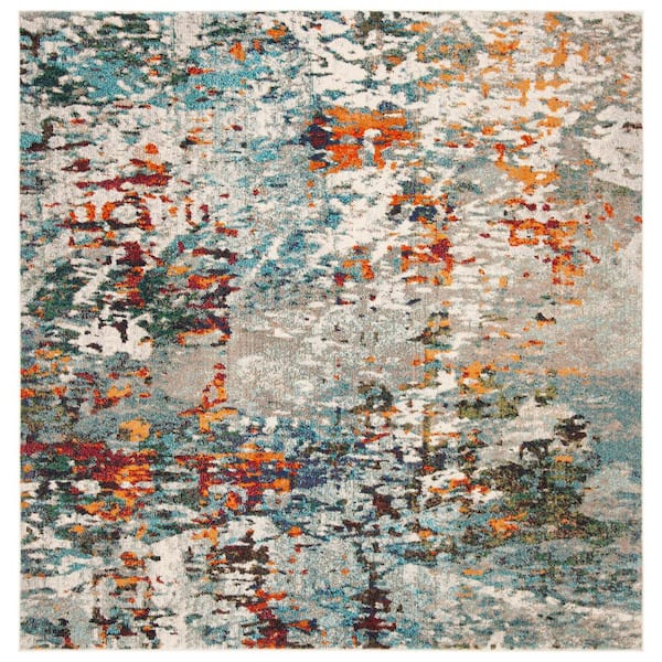 Madison Gray/Blue 4 ft. x 4 ft. Square Area Rug