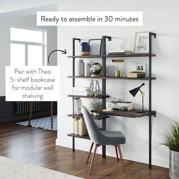 Nathan James Theo Nutmeg And Black 2, Small Wall Mounted Bookcase