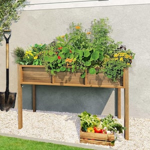47 in. x 17 in. Brown Plastic Garden Raised Planter Box with Drainage Holes