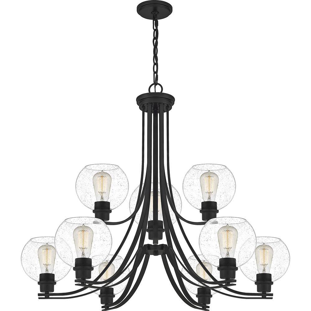 Pruitt 29" Transitional Matte Black 9-Light Chandelier