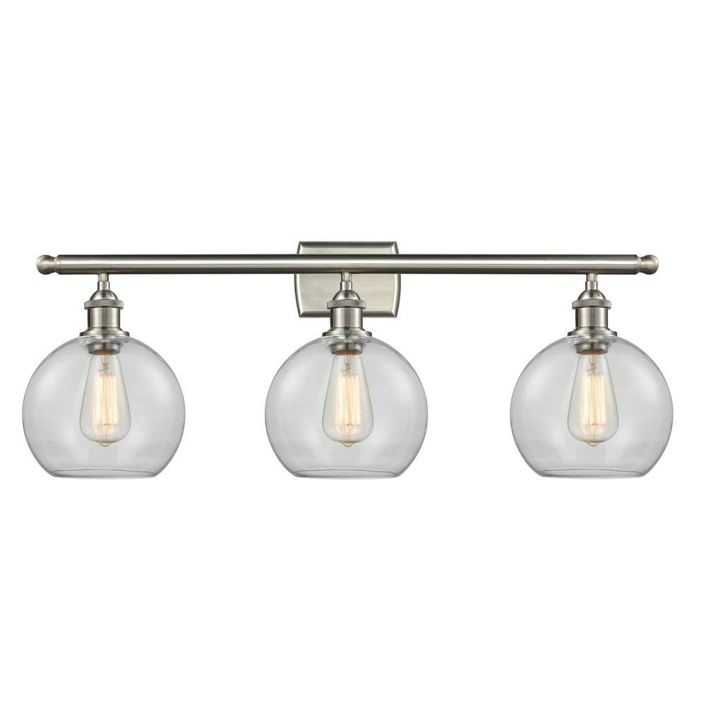 Athens 26 in. 3-Light Brushed Satin Nickel Vanity Light with Glass Shade price history on PriceWatchPro