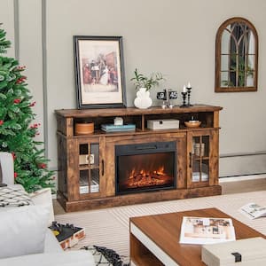 Brown TV Stand Fits TV's Up To 65 in. with 1400-Watt Electric Fireplace